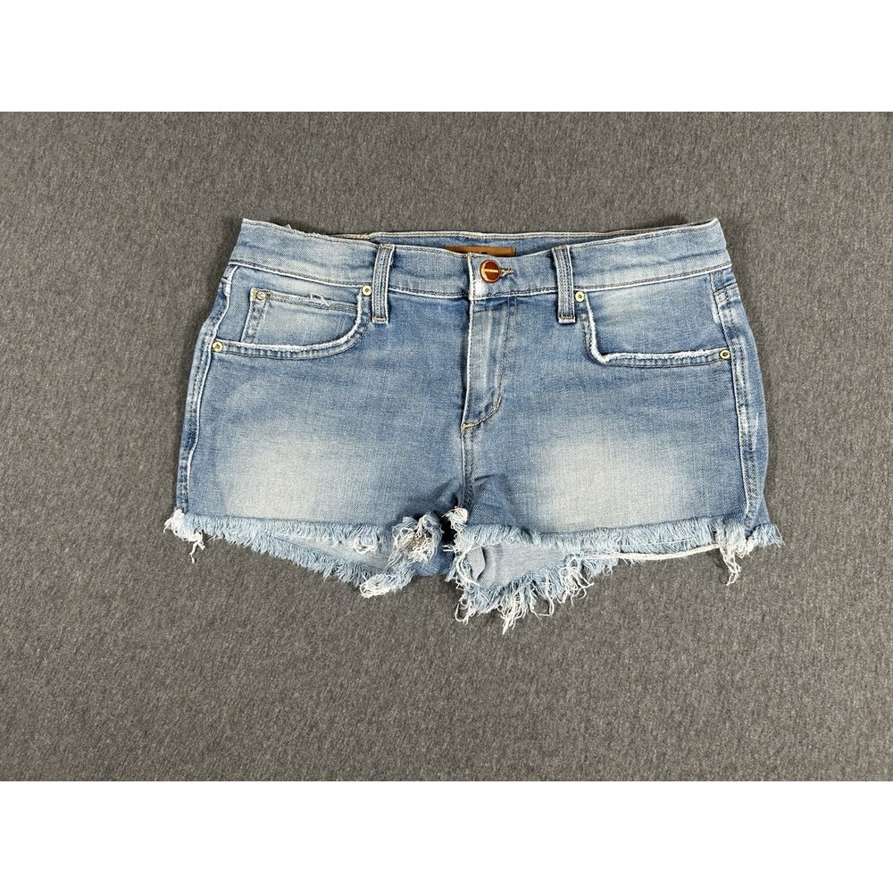 Joe's Jeans Womens 28 Blue Denim Mini Cutoff Shorts Distressed Frayed Hem Wash